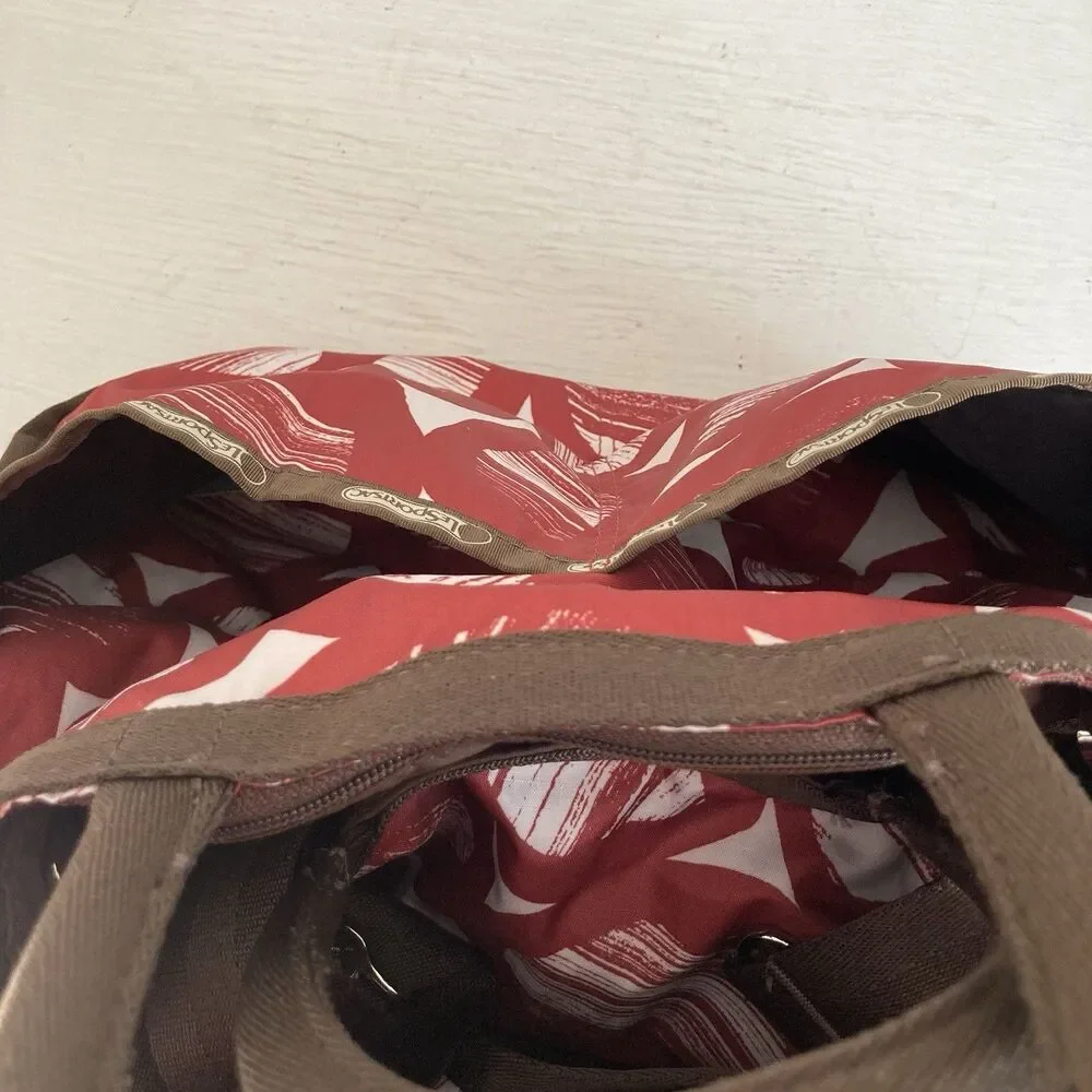 LeSportsac Liz Baby Diaper Bag Tote Large Pockets Rust Brown Utility Carry All